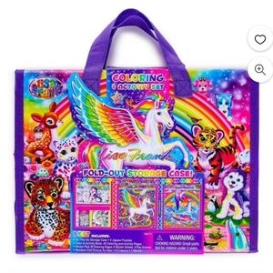 Lisa Frank Coloring & Activity Set with Fold Out Storage Case - New